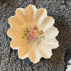 Floral Scalloped Ceramic Dish